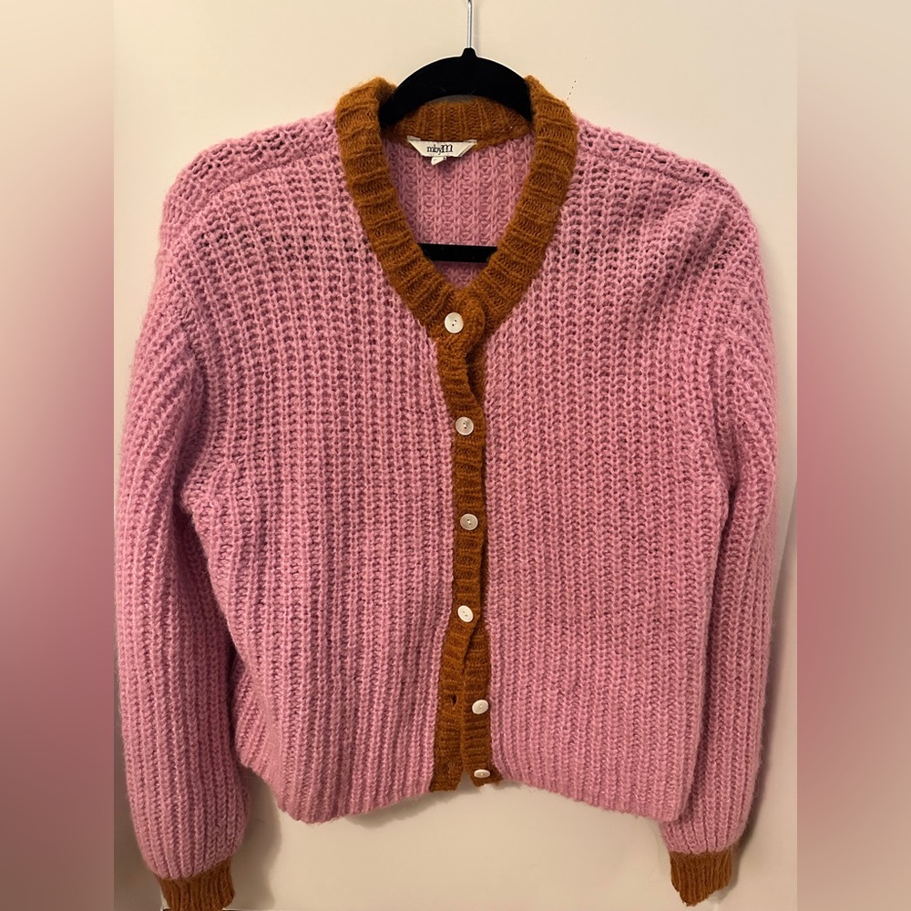 Women's Pink and Orange Cardigan Sweater